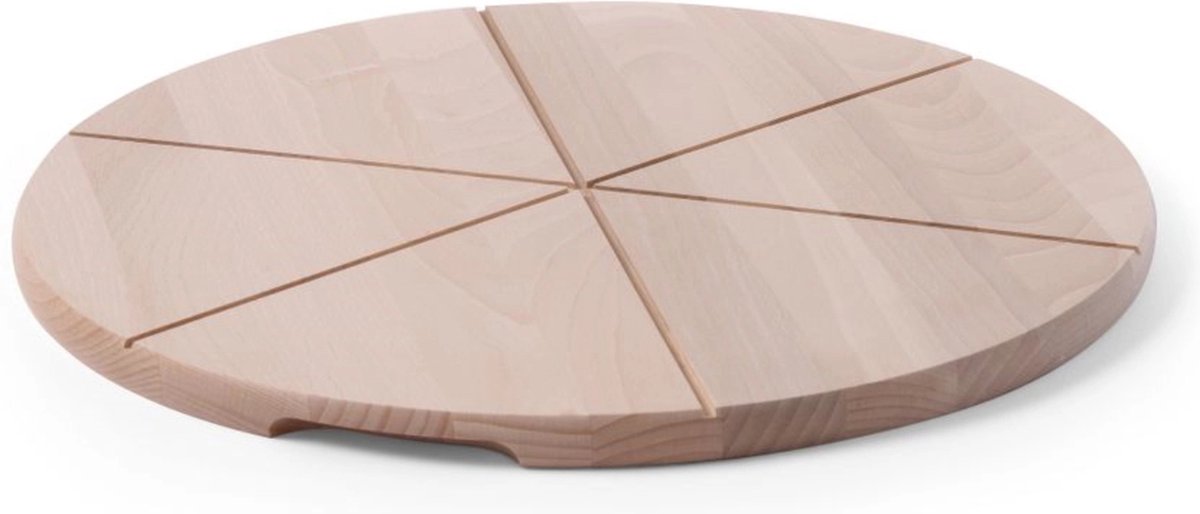 Hendi Pizzabrett – Buchenholz – mit Schneidrillen – ø 400 mm
