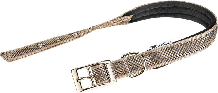 Ferplast Daytona Deluxe Collar Hundehalsband – weiches Futter – braun – reflektierend – L – Breite: 2,5 cm – Halsumfang: 45 – 53 cm (bitte vor der Bestellung messen)