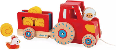 Janod - Bauernhof - Zugfigur aus Holz - Traktor