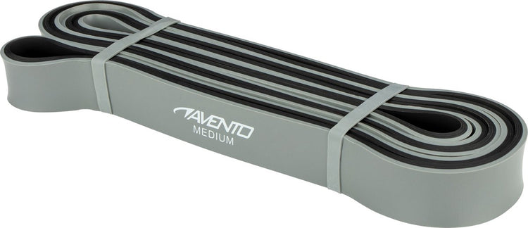 Avento Fitness Powerband Latex - mittel - grau schwarz