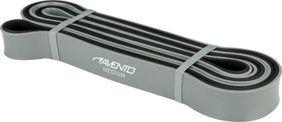 Avento Fitness Powerband Latex - mittel - grau schwarz