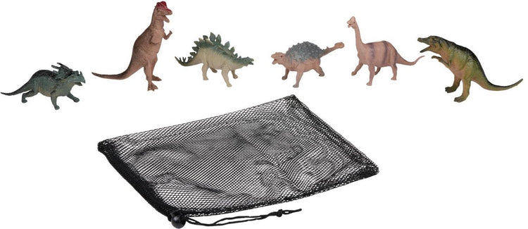 Eddy Toys Dinosaurier-Spielzeug-Dino-Spielset 6-teilig – Dinosaurier-Figuren-Set mit Aufbewahrungsnetz – Spielzeug-Dinosaurier für Kinder – Mini-Dinosaurier-Figuren 15 cm