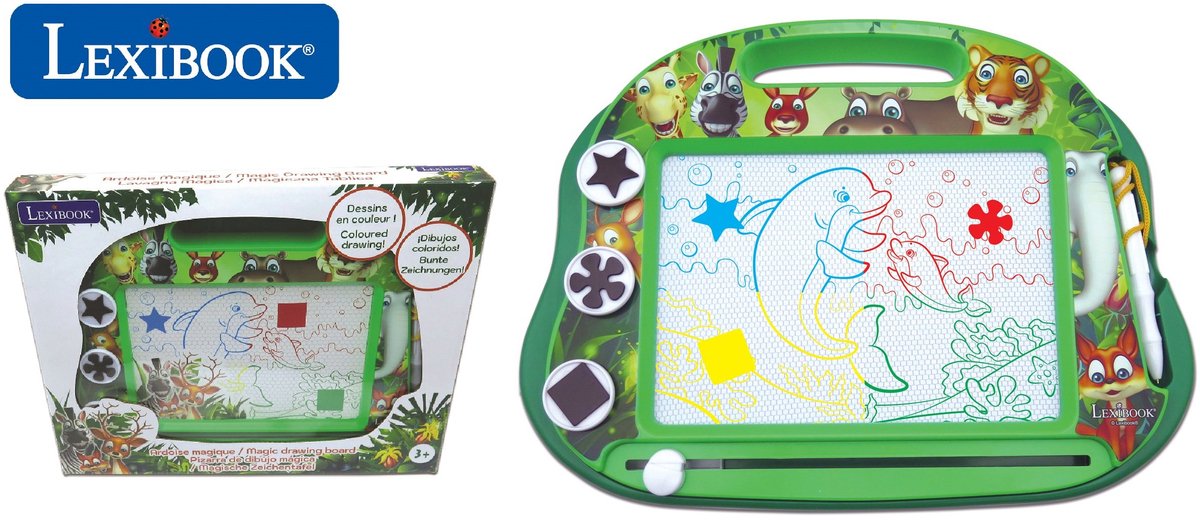 Lexibook The Animals magnetisches mehrfarbiges Zeichenbrett mit Zubehör im A5-Format