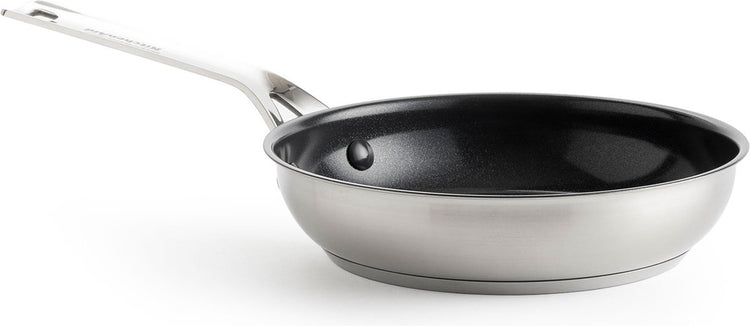 Kitchenaid Edelstahl-Bratpfanne 24 cm – PFAs-freie Antihaftbeschichtung – Induktions-Bratpfanne – Keramikpfanne – ofenfest bis 160 °C – Silber