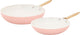 Gemütliches, trendiges Eleganz-Bratpfannen-Set, 2-teilig, ø24, 28 cm – PFAS-frei – Induktions-Bratpfanne – schnelles Erhitzen – ohne Deckel – rosa