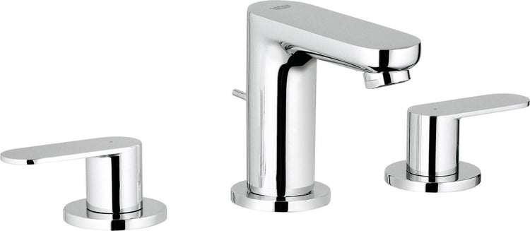 Grohe Eurosmart Cosmopolitan Drei-Loch-Waschtischarmatur – niedriger Auslauf – mit Ablaufgarnitur – Chrom
