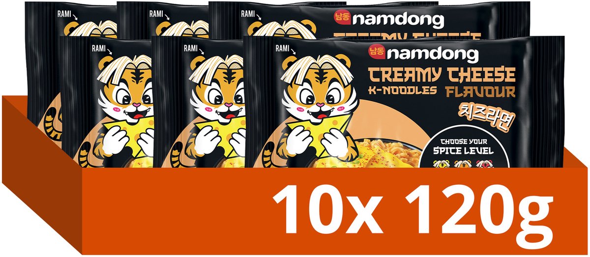Namdong Instantnudeln – cremiger Käse – Nudeln mit cremigem Käsegeschmack im koreanischen Stil – 10 x 120 g
