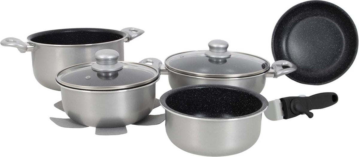 Gimex Pfannenset - Induktion - Silber - 8-teilig
