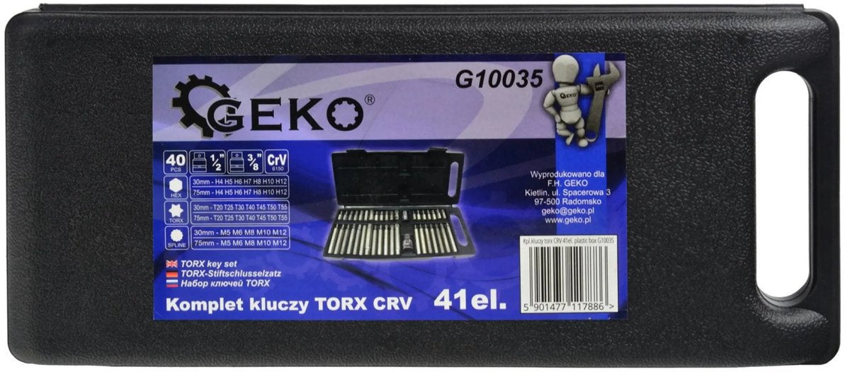 Geko 41-teiliges Bit-Set – Sechskant, Spline-Torx – Chrom-Vanadium – inklusive Aufbewahrungsbox