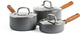 Greenpan Mayflower Pro Keramik-Pfannen-Set 6-teilig – 16, 18 und 20 cm – Induktions-Pfannen-Set – Kochtopf-Set Induktion – Kochtopf Induktion – mit Glasdeckel – PFAS-frei – grau – Holzgriff