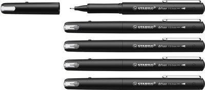 Stabilo dr!ver – Premium Fineliner – 0,4 mm – Schwarz – Box mit 5 Stück