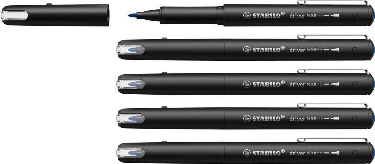 Stabilo dr!ver - Premium Fineliner - 0,8 mm - Blau - Box mit 5 Stück