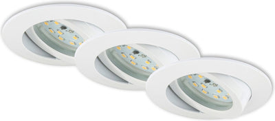 Briloner attachment move - Einbaustrahler 3er Set - drehbare Einbaustrahler - 3 x LED 5w 400lm - Lichtfarbe: Warmweiß - Einbautiefe: 30mm - Einbaumaße: 68mm - Produkt: ø82mm - Weiß