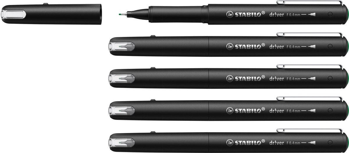 Stabilo dr!ver - Premium Fineliner - 0,4 mm - Grün - Box mit 5 Stück