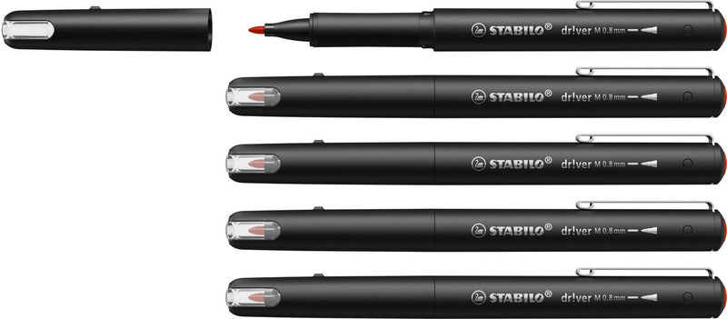 Stabilo dr!ver - Premium Fineliner - 0,8 mm - Rot - Box mit 5 Stück