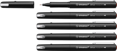 Stabilo dr!ver - Premium Fineliner - 0,4 mm - Rot - Box mit 5 Stück