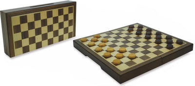 Heiße Spiele-Dame-Kassette, magnetisch, Walnuss mit Intarsien, 20 x 10 cm
