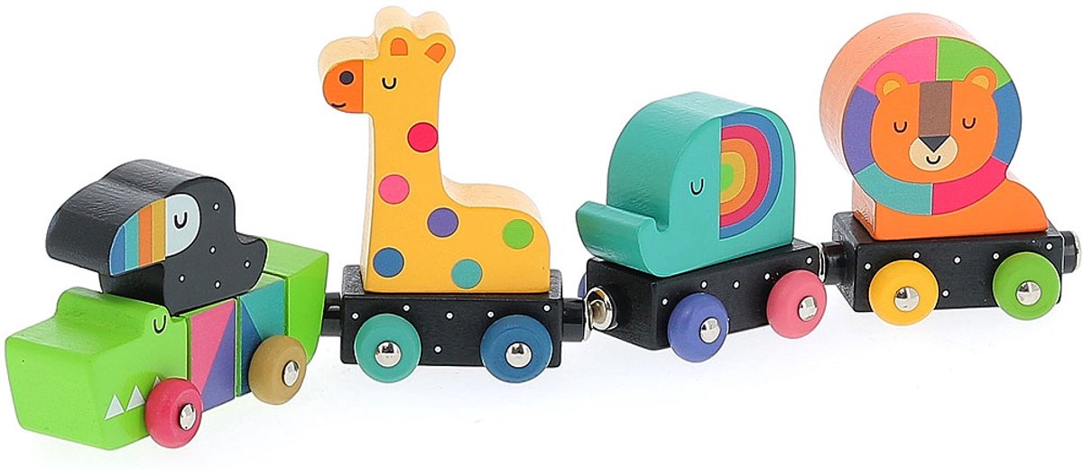 Vilac Holztiereisenbahnspielzeug – bunte magnetische Tiere.