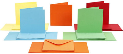 Creativ Firmenkarten und Umschläge, Kartengröße 15x15 cm, Umschlaggröße 16x16 cm, 110+220 gr, verschiedene Farben, 50er Set 1 Box