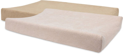 Jollein Wickelauflagenbezug Frottee 50x70cm - Wickelauflage mit weichem Bezug - Wild Rose Biskuit - 2 Stück
