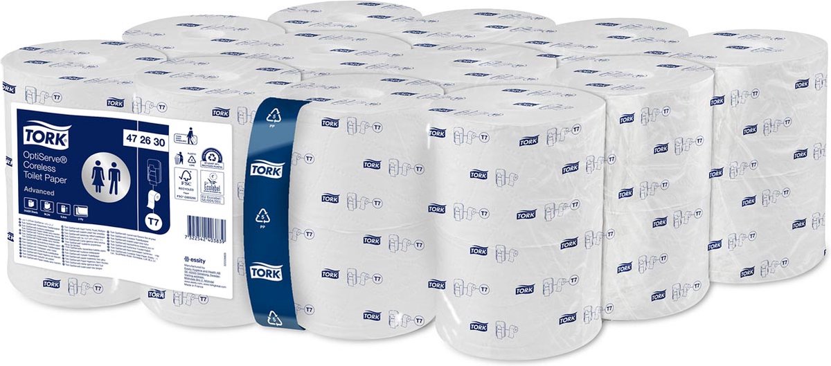 Tork ärmelloses mittelgroßes Toilettenpapier 2-lagig weiß T7 Advanced (24x900 Blatt)