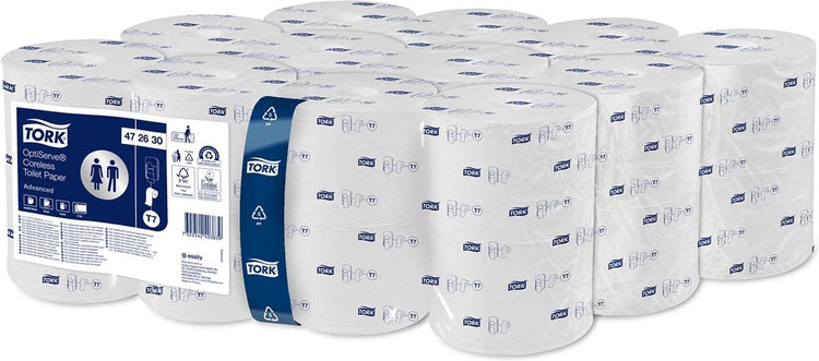 Tork ärmelloses mittelgroßes Toilettenpapier 2-lagig weiß T7 Advanced (24x900 Blatt)