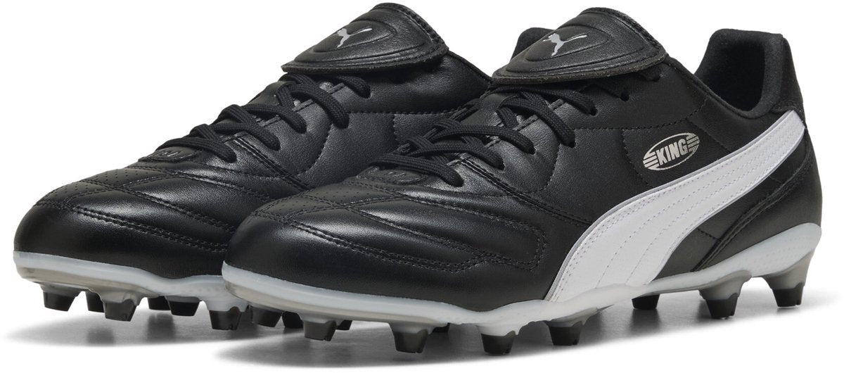 Puma King Liga FG AG Unisex-Sportschuhe - Schwarz-Silber-Weiß