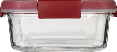 Curver Smart Cook Lebensmittelbehälter aus Glas – quadratisch – 0,7 l – rot transparent