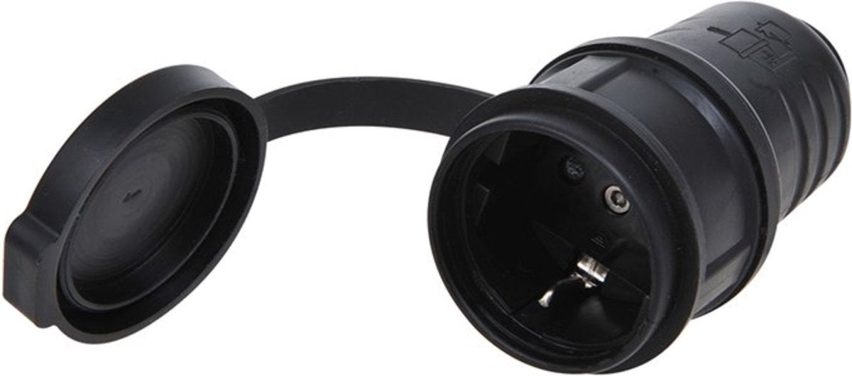 Proplus Schuko-Steckdose – Kunststoff – 230 V – Schwarz – IP44