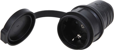 Proplus Schuko-Steckdose – Kunststoff – 230 V – Schwarz – IP44