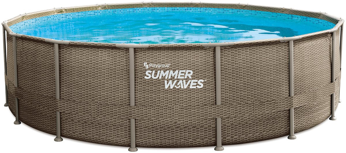Sommerwellen Schwimmbad Elite Rahmen 488 x 122 cm dunkler dreifacher Korbweave + Sandfilter Pomp