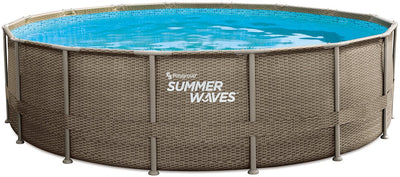 Sommerwellen Schwimmbad Elite Rahmen 488 x 122 cm dunkler dreifacher Korbweave + Sandfilter Pomp