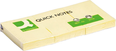 Q-Connect Quick Notes, ft 38 x 51 mm, 100 Blatt, gelb, Box mit 4 x 3 Blöcken