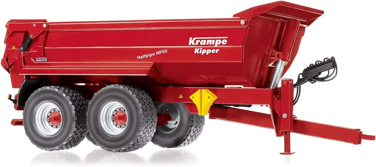 Wiking 077854 Krampe Tandem Halbrundkasten Halfpipe HP20, Anhängermodell, 1:32, ab 14 Jahren, viele Funktionen, Kippkasten, Heckklappe lässt sich öffnen, rot
