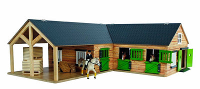 Kids Globe Globe Horse Corner Stall mit 3 Kisten und Aufbewahrung 1:24