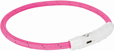 Trixie Kragen Hund Flash Light Collar USB TPU Nylon Pink