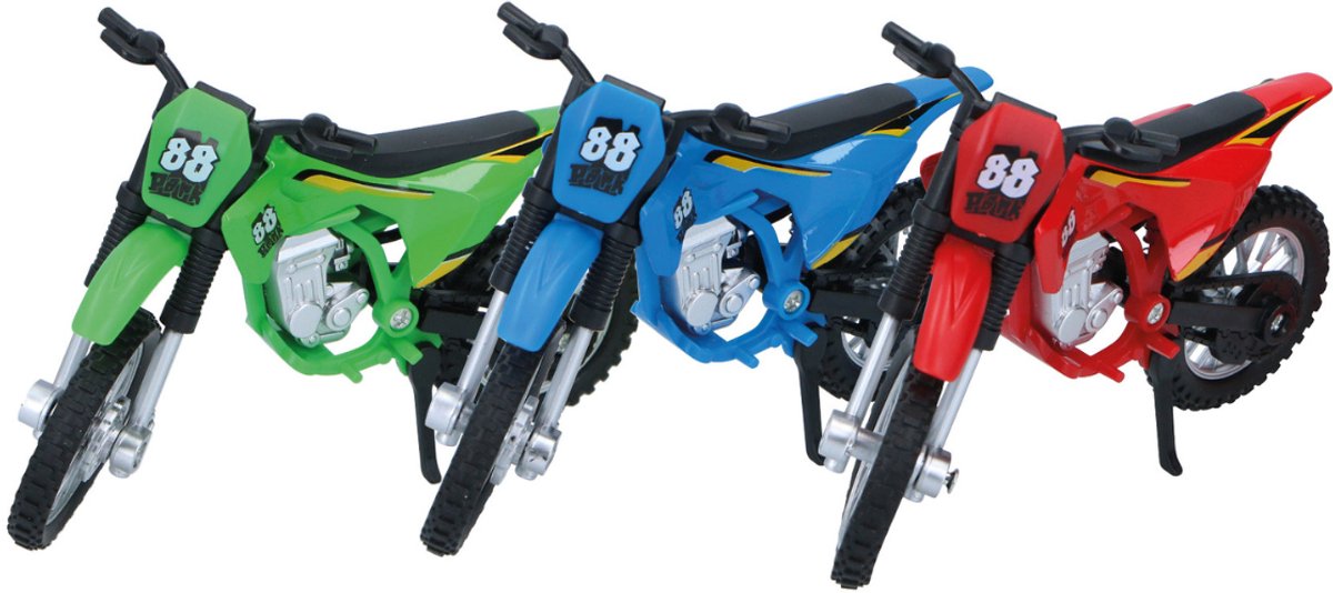 Eddy Toys Motorrad – mit Werkzeug und zusätzlichen Rädern – 4 Teile – Metall-Kunststoff – 1 zufällige Farbe