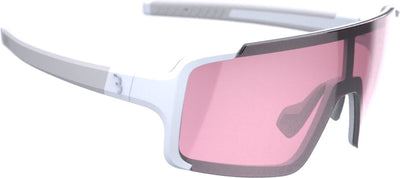 BBB Cycling Chester schmale Fahrradbrille für Damen und Herren – Sportbrille für schmale Gesichter – Fahrradbrille mit großer Linse – Gummibügel – mattweiß rosa – BGS-73