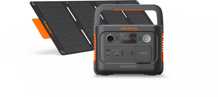 Jackery Explorer – 300 Plus + 40 W Mini – tragbares Kraftwerk und Solarpanel – tragbarer Solargenerator mit 40 W Solarpanel – 288 Wh – ultraleichter LFP-Akku – 2-in-1-Kabel zum Tragen und Laden – 5 USB-C USB-A DC 300 W – für draußen, Heimarbeit