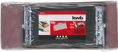Kwb Handschleifer-Set, 2-teilig inkl. Schleifklotz mit Klemmvorrichtung und Schleifpapier-Schleifstreifen 93 x 230 mm (50-teilig)