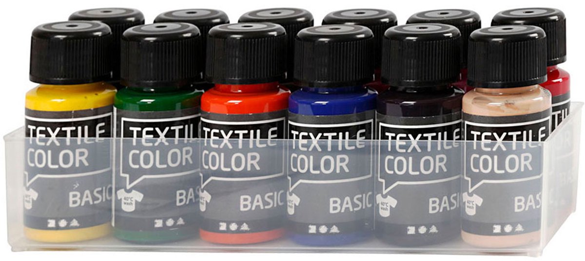 Kreativfirma Textilfarbe Semi-bedeckender Textilfarbe, 12x50ml