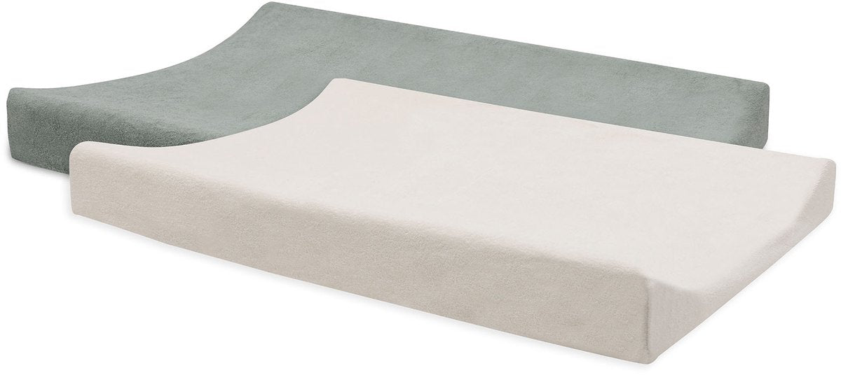Jollein Wickelauflagenbezug – 50 x 70 cm – Frottee – seegrünes Elfenbein – 2 Stück