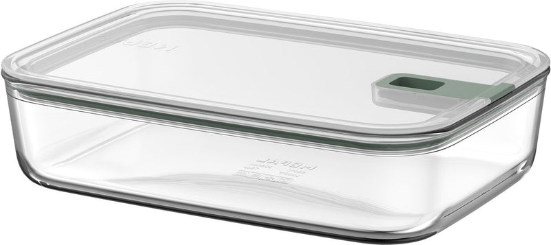 Mepal Glas-Lebensmittelbehälter Easyclip – 2,25 l – Glas-Lebensmittelbehälter mit Schiebeverschluss – mikrowellengeeignet. (Dampf-)Ofen. Kühl- und Gefrierschrank – nordischer Salbei