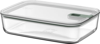 Mepal Glas-Lebensmittelbehälter Easyclip – 2,25 l – Glas-Lebensmittelbehälter mit Schiebeverschluss – mikrowellengeeignet. (Dampf-)Ofen. Kühl- und Gefrierschrank – nordischer Salbei