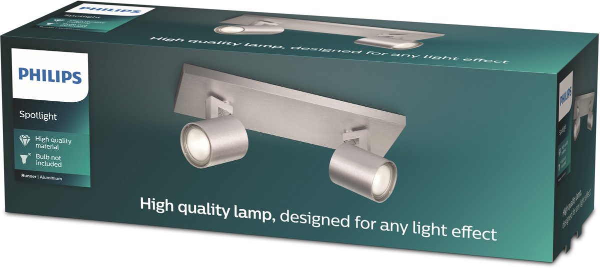 Philips LED Philips Runner Aufbaustrahler – 2-flammig – Aluminium