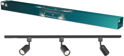 Philips LED Philips EasyLink Shea Starter Kit – 3 Spots auf 1-Meter-Schiene – Gu10-Fassung – maximale Wattzahl: 7 W – Schwarz – 3er-Pack – Schienenbeleuchtung