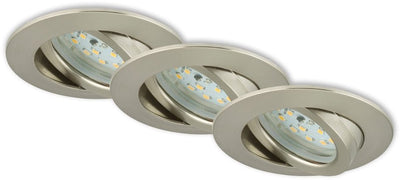 Briloner Attach Dim – Einbaustrahler – 3er-Set – dimmbar – 5,5 W – ø82 mm – Nickel matt