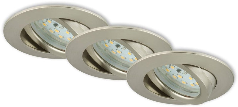 Briloner Attach Dim – Einbaustrahler – 3er-Set – dimmbar – 5,5 W – ø82 mm – Nickel matt