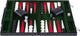 Longfield Backgammon 15 Zoll – grün, rot und weiß genähtes Brett – Kunstledertasche mit Griff – Engelsherz