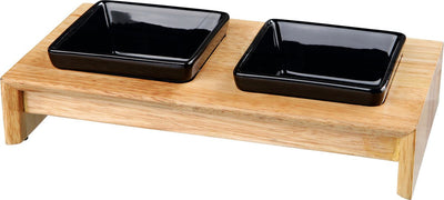 Trixie Feed Set Keramik mit hölzernen Basis schwarz